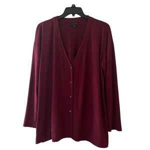 J Jill Wearever Collection Burgundy Jersey Knit Cardigan Size Medium